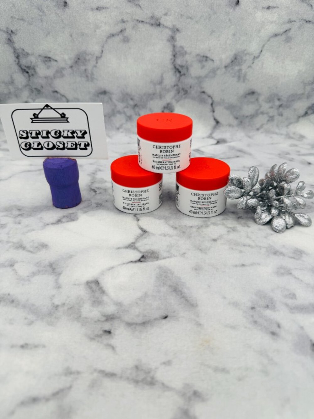 Christophe Robin Haircare Set,Regenerating Mask Prickly Pear Oil,Travel-3pc-NEW